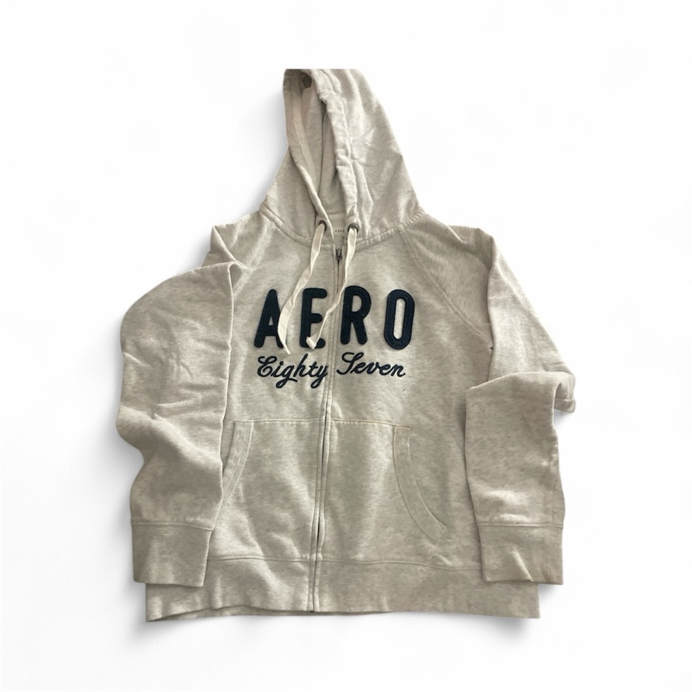 Aeropostale Cream Hoodie with Black Lettering